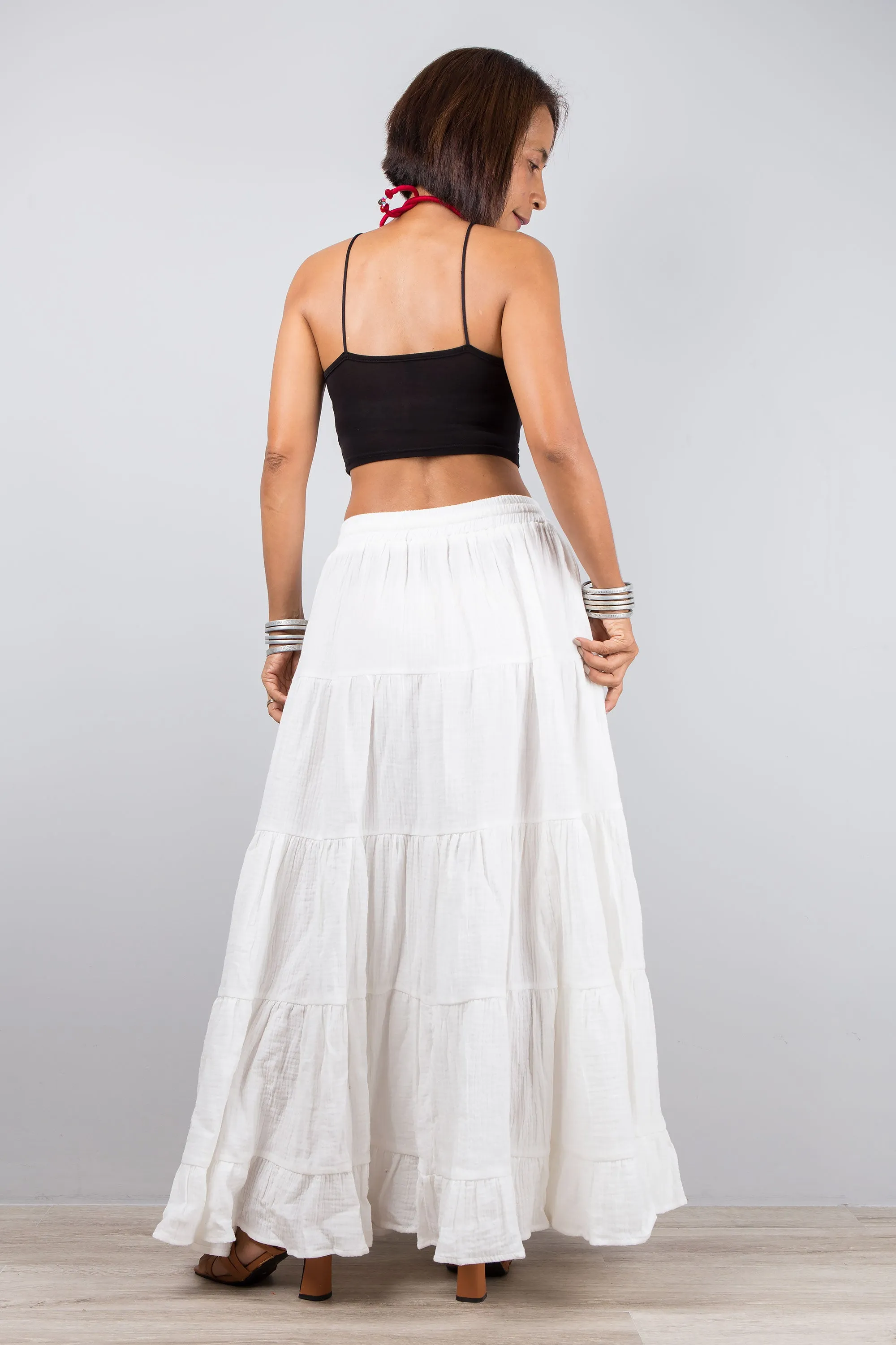 Tiered white skirt