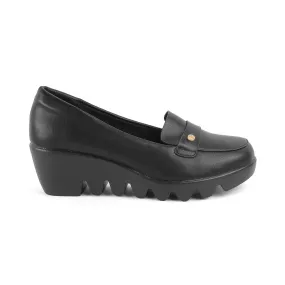 Tresmode Towes Black Women's Dress Wedge Loafers