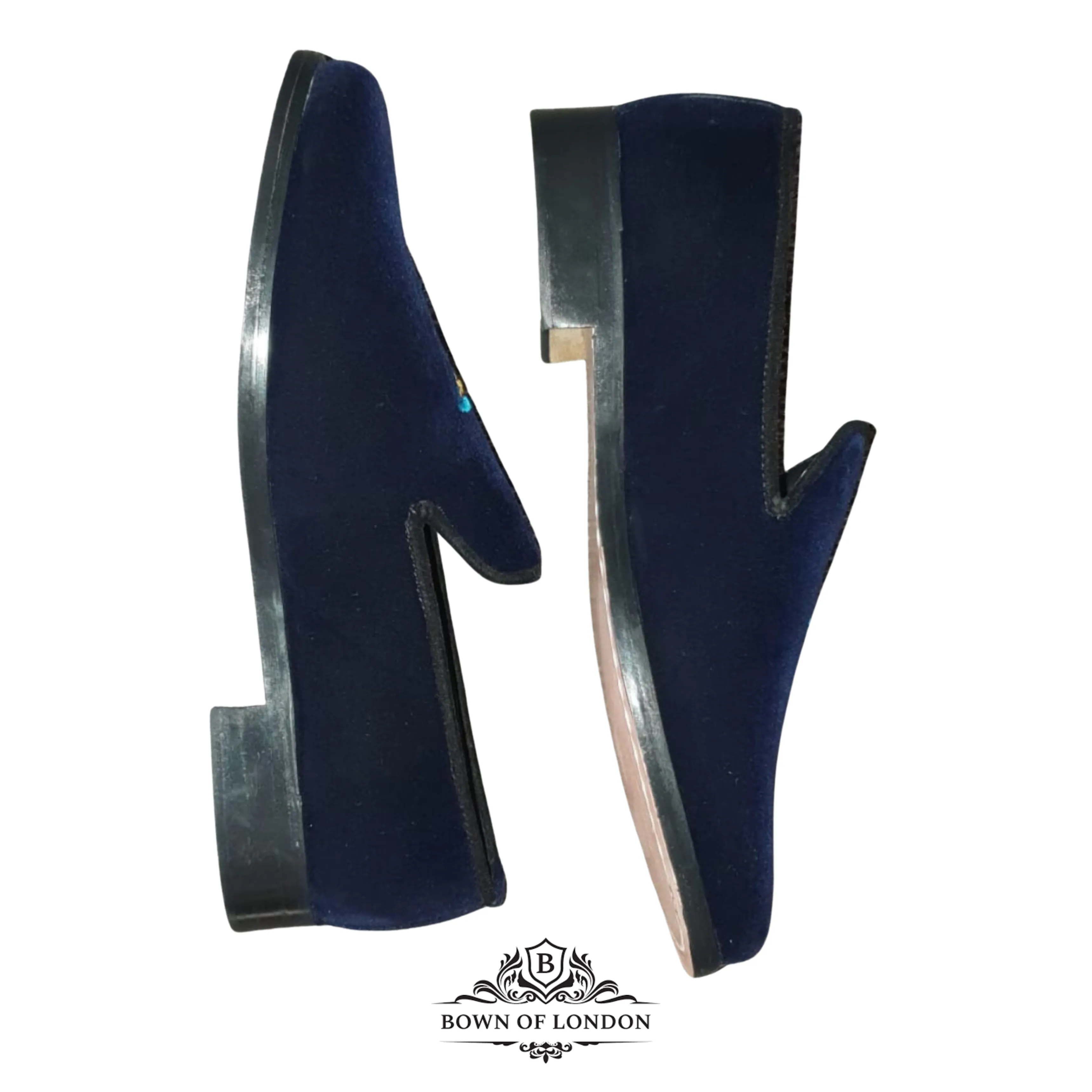 Velvet Loafer/Slipper Shoe Plain Navy Blue