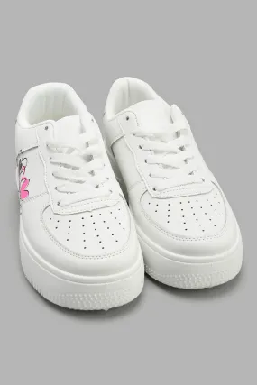 White Sneaker With Heart Print