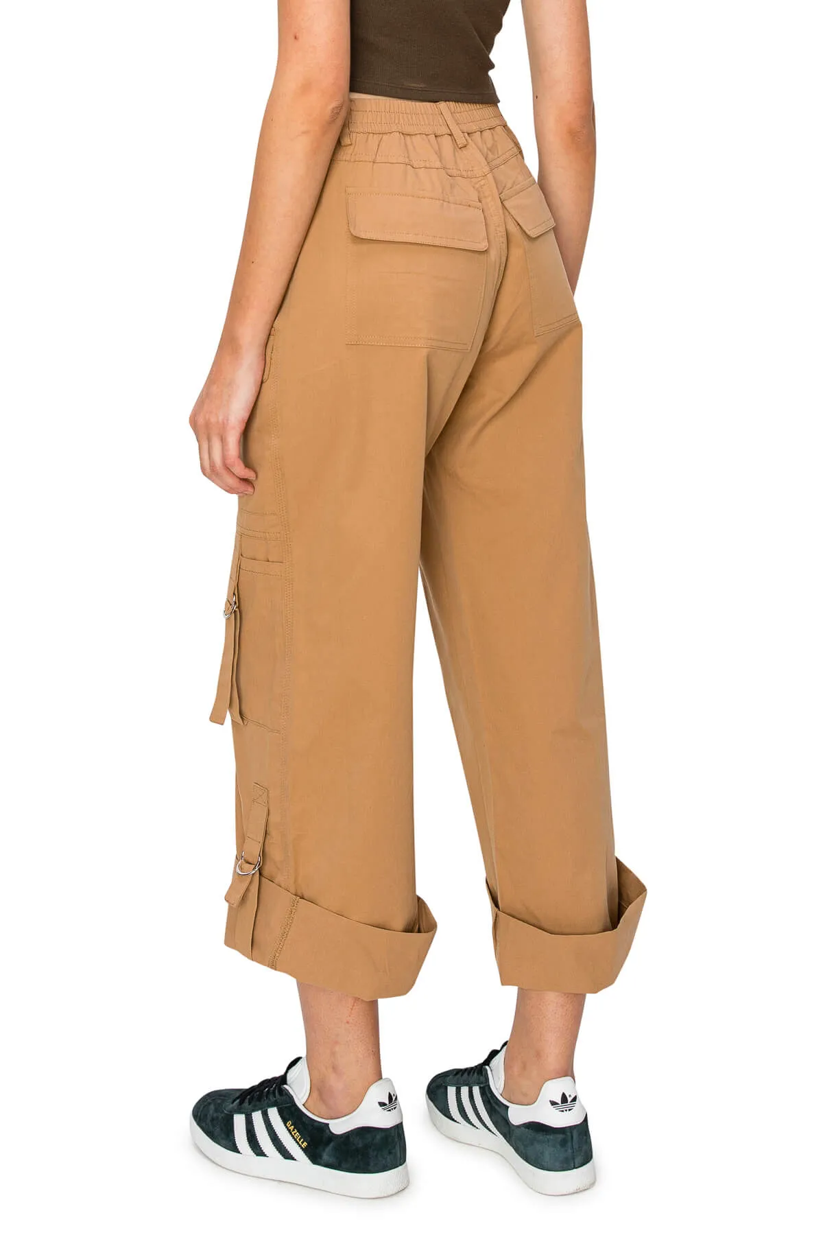 Wide Leg Relaxed 2 Way Cargo Pants - Tan