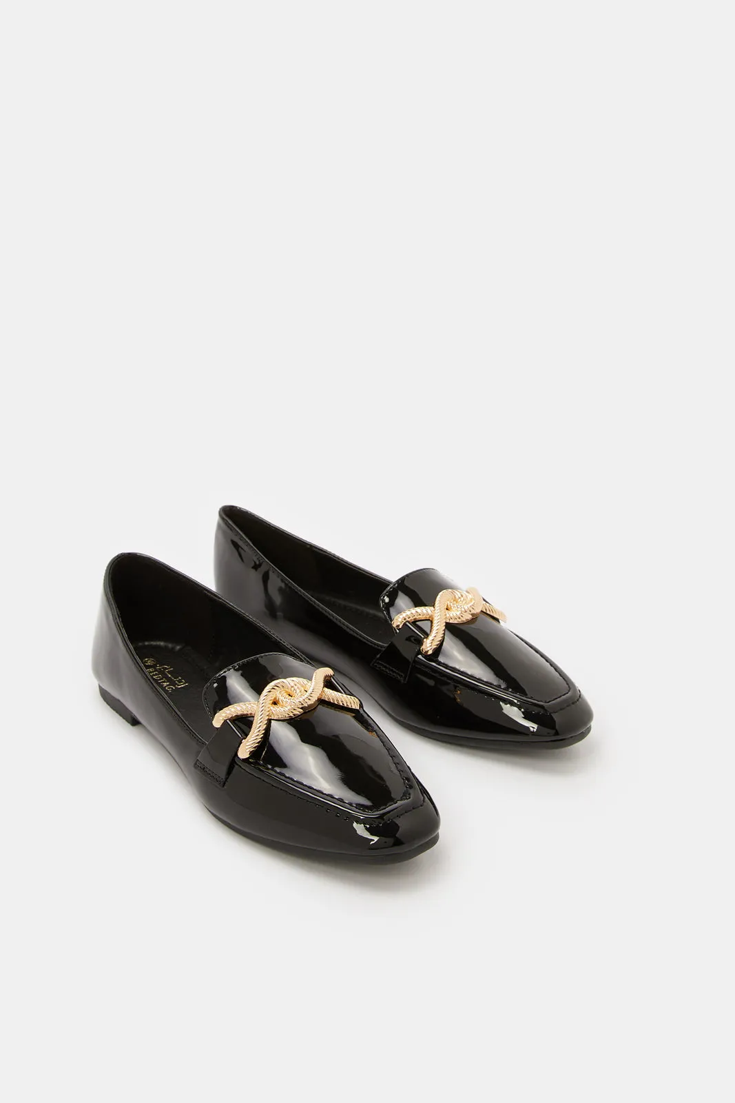 Women Black Loafer With Trim