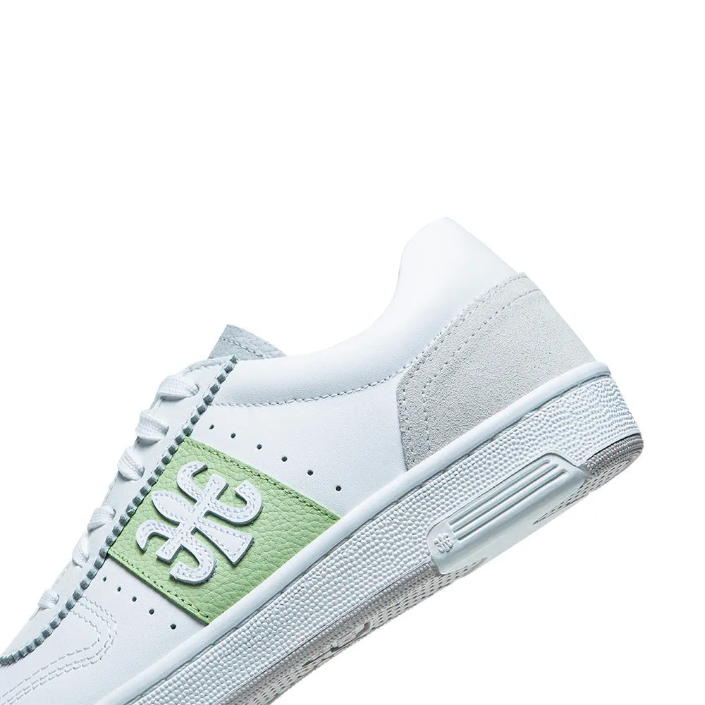 Women's Dreamer White Green Logo Leather Sneakers 98114-048