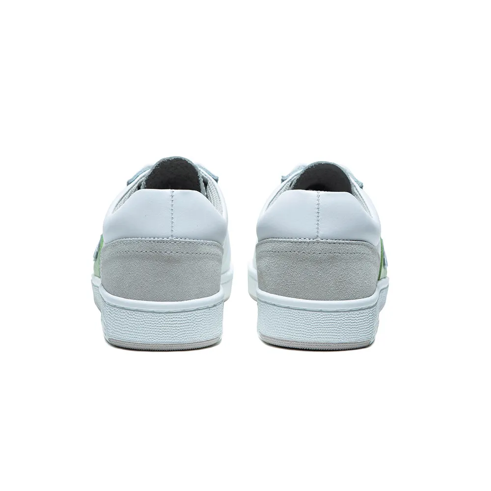 Women's Dreamer White Green Logo Leather Sneakers 98114-048